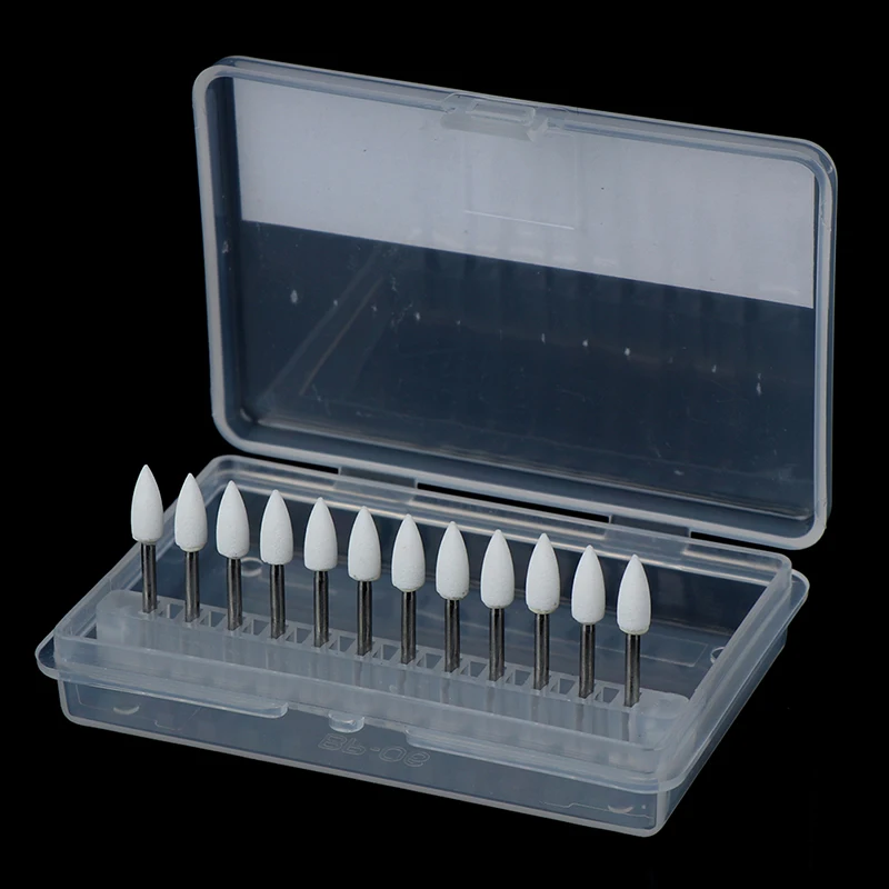 

12 шт./компл. камни в форме конуса пламени, белые полировальные бруски для зубов