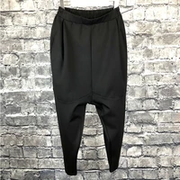 japanese simple loose feet big crotch pants autumn and winter trendy mens dark stretch thin harem pants pure black casual pants