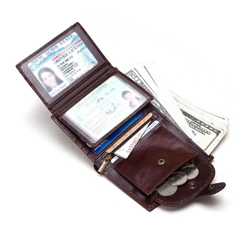 

Credit Card Leather Bifold Wallet Snap Coin Purse Cash Pocket Organizer Holder Pouch
