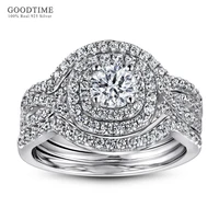 luxury ring set for women pure 100 925 sterling silver zirconia rhinestone 3 pieces rings jewelry accessories gift for girl
