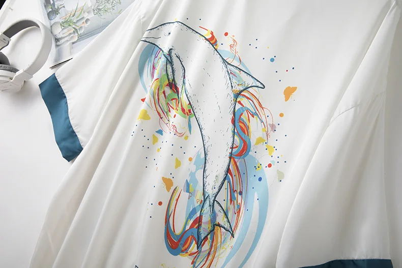 

White Printed Sleepwear Satin Nightgown Turn-down Collar Sleepshirt Women Loose Nightdress Casual Nightwear Home Clothes