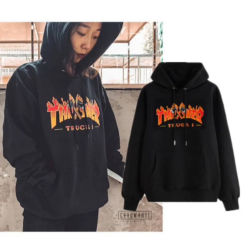 Новинка от THRASHER модная куртка с вороном эффектом пламени и крови свободные