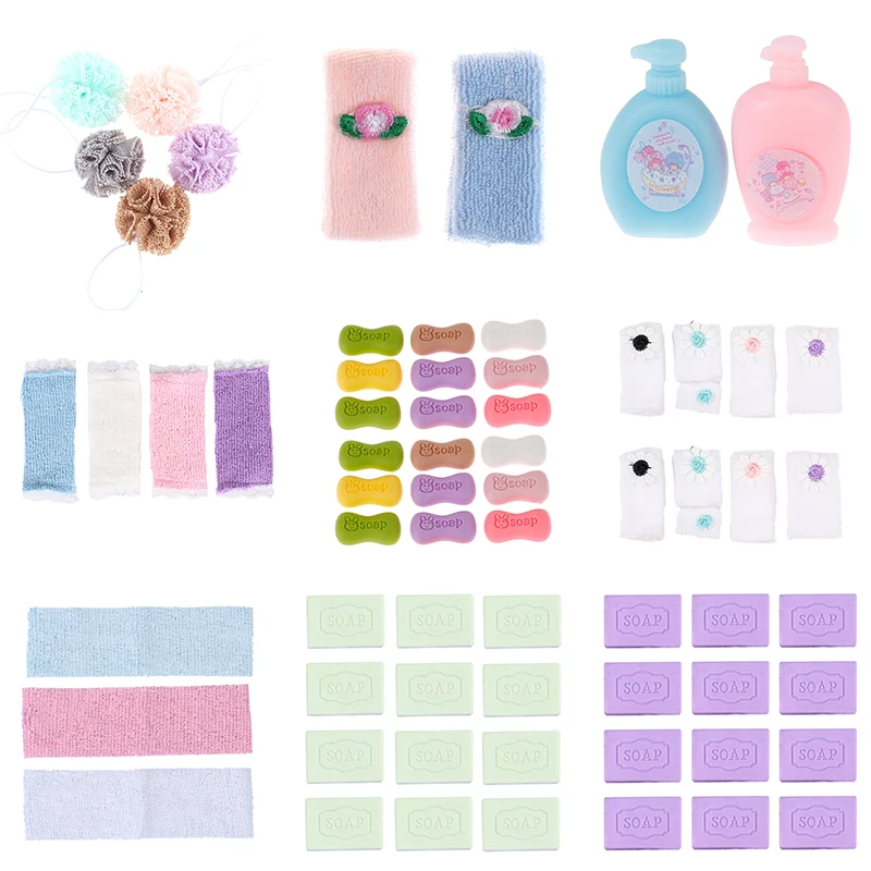112 dollhouse miniature bathroom towel bath towel bath flower shampoo shower gel cream soap perfume model toy doll house decor free global shipping