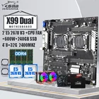 Комплект материнской платы X99Dual CPU Socket LGA2011-3 с 2 * XEON E5 2678V3 и 4*8 ГБ = 32 Гб DDR4 2400 МГц ECC REG и кулером ЦП 240 ГБ SSD