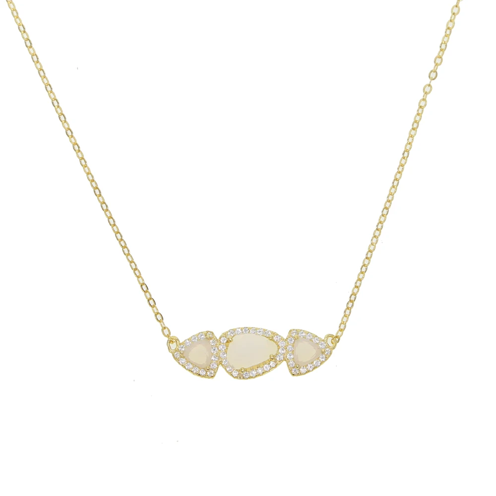 Гарантия 100% 925 пробы Серебряное ожерелье с драгоценным камнем тройной камни cz