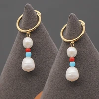 2021 korean fashion stainless steel hoop earrings bead pearl statement earrings for women jewelry