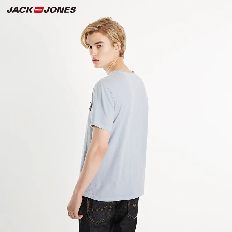Мужская футболка с короткими рукавами JackJones 100% хлопок буквенным принтом круглым