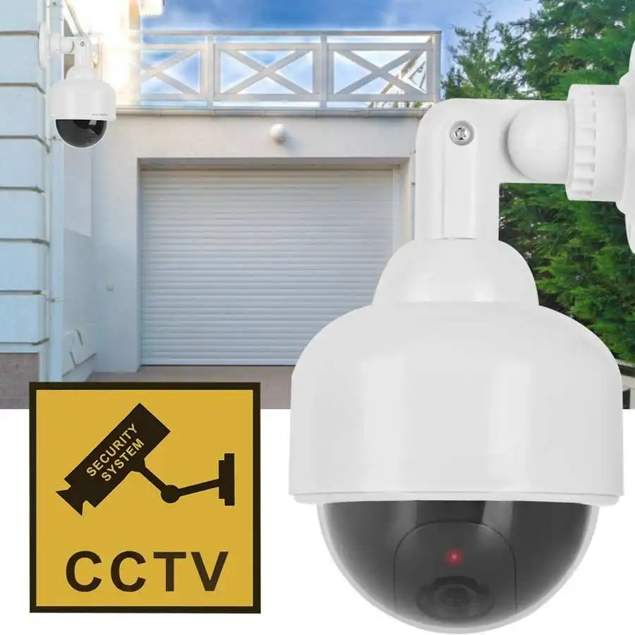 

Fake Camera Waterproof Realistic Dummy Surveillance Security Cam with Flashing Red LED Light Simulation Camera