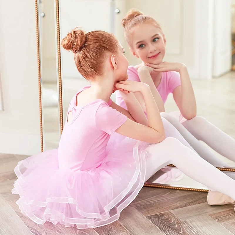 

2021 Girls Ballet Dance Dress Leotard Costumes Tutu Kids Tulle Skirted practice clothes performance examination dance tutu skirt