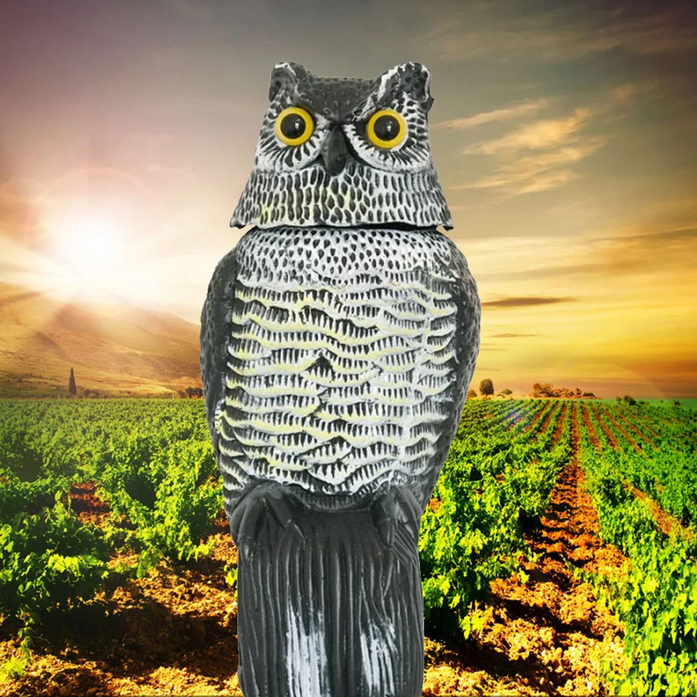 

New Yard Bird Scarer Owl 360 Rotating Head Wind Realistic Garden Protection Scarecrow Owl Decoy Fake Pest Control Outdoor Decor