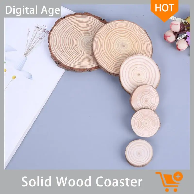 

Natural Loose Round Unfinished DIY Wood Triple Cup And Tree Disk DIY Craft Wedding Party Decorative Round Wooden Chip