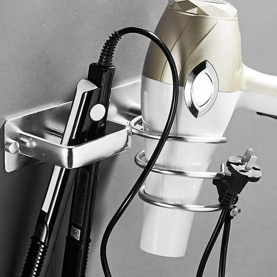 Алюминиевая настенная сушилка для волос органайзер держатель выпрямителя полка