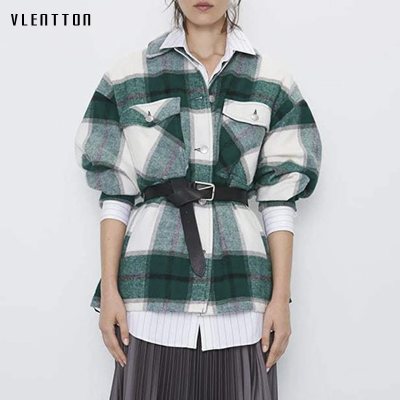 Женская клетчатая блузка элегантная повседневная с длинными рукавами и