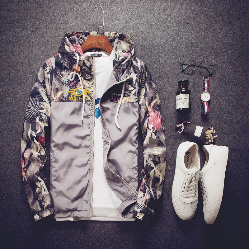 Мужская камуфляжная куртка с капюшоном Повседневная ветровка принтом логотипа