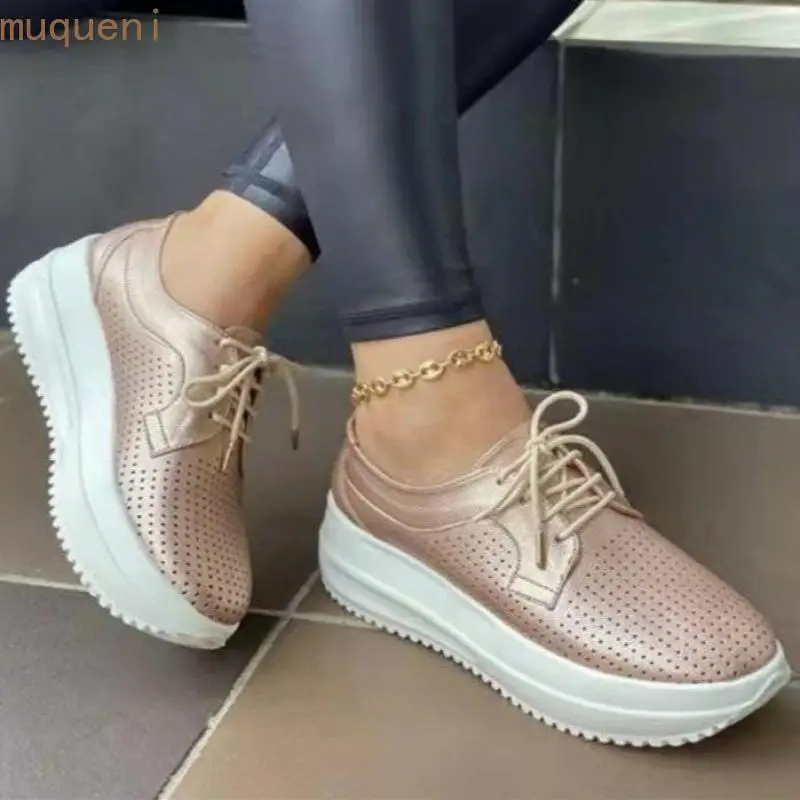 

Ladies Breathable Vulcanized Shoes Solid Hollow Breathable Mesh Round Toe Strap Flat Comfortable Sports Shoes Large Size 43