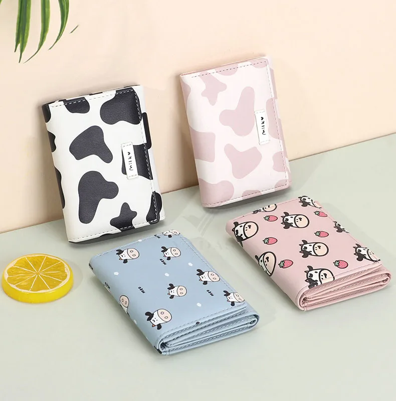 

Kawaii Cow Print Wallet Women Cute Porte Feuille Femme 2021 New Cute Short Card Holder Wallet Women Coin Purse Small Wallet