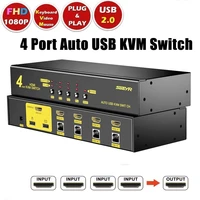 4 port hdmi kvm switch sgeyr 4x1 usb kvm keyboard mouse switch switcher 4 in 1 out support auto scan hotkey switch