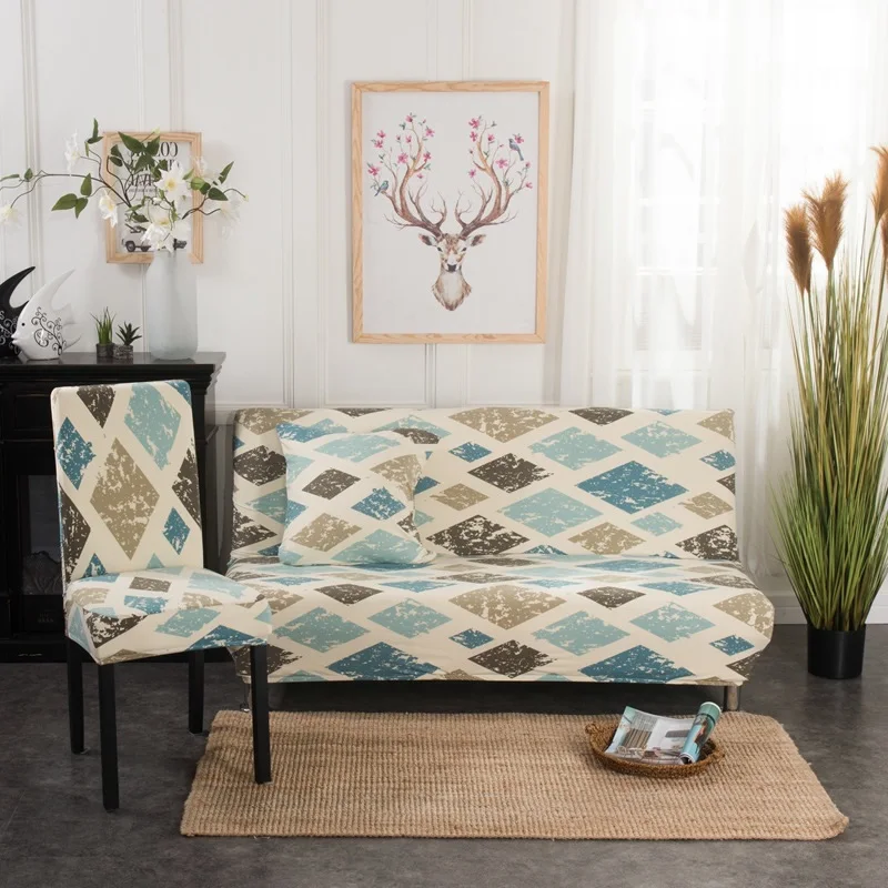 Elastic Printed Armless Sofa Bed Cover Folding Seat Slipcover Modern Stretch Covers Cheap Couch Protector Hotel | Дом и сад