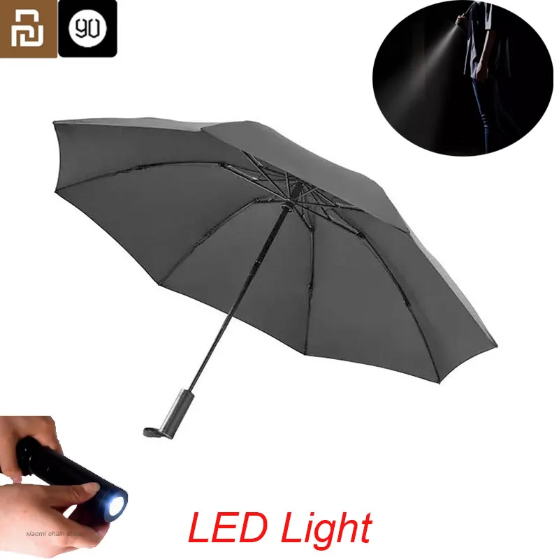 Youpin 90Fun 8K автоматический складной зонт с обратной стороны СВЕТОДИОДНЫЙ