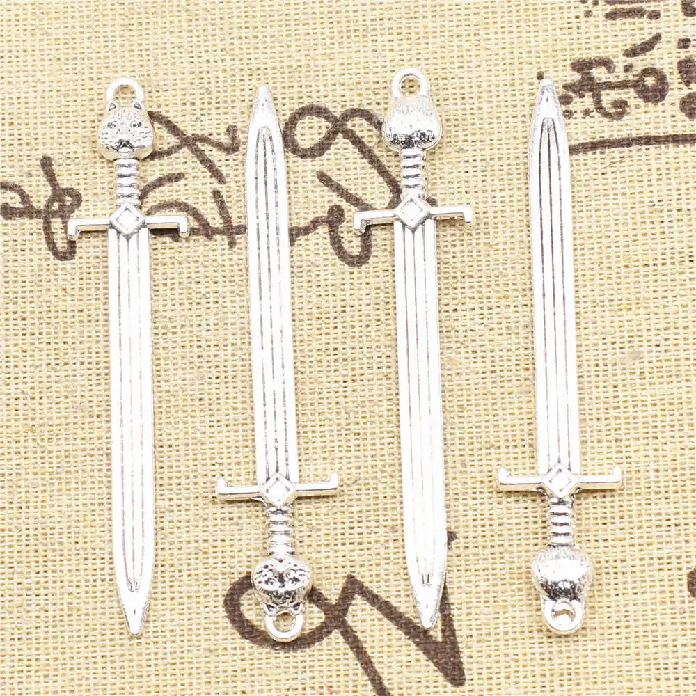 

Supplies For Jewelry Accessori Sword Charms Antique Silver Color 9pcs 15x67mm