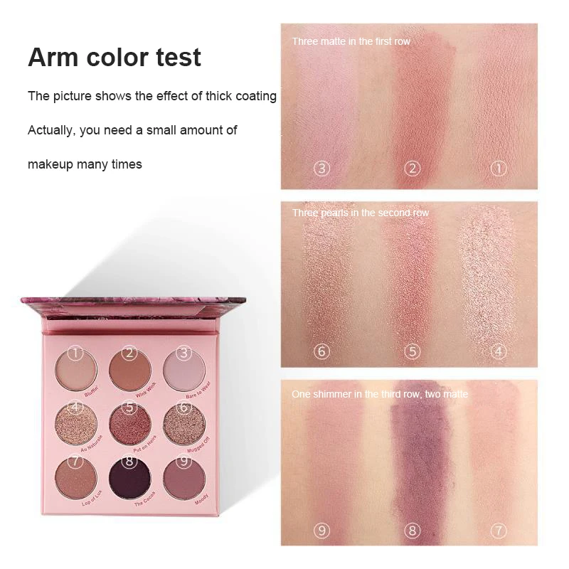 

9 Colors Eyeshadow Palette Shiny Eye Shadow Makeup Matte Metallic Glitter Sequin Waterproof Eye Makeup Cosmetics TSLM2