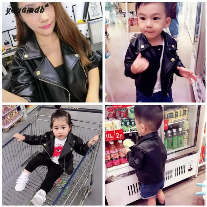 Детская куртка из искусственной кожи на молнии для мальчиков и девочек