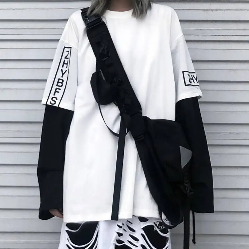 

Женская футболка с длинным рукавом в стиле Харадзюку, женская уличная одежда, модная футболка в Корейском стиле с надписью, белые топы, 2021, о...