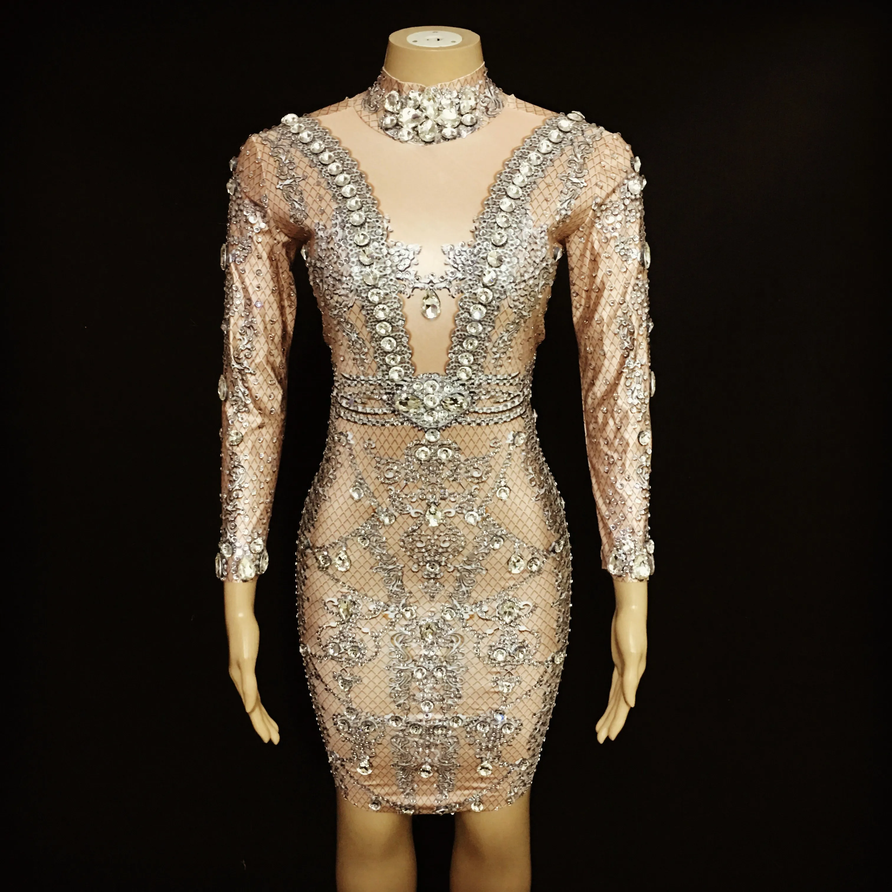 Горячая Распродажа платье-стретч с большими кристаллами вечерние платья со