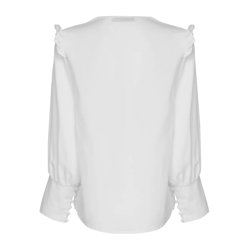 Autumn Women Shirts Blouses Celmia Sexy V Neck Long Sleeve Casual Solid Ruffled Tunic Top Button Plus Size Blusas Femininas