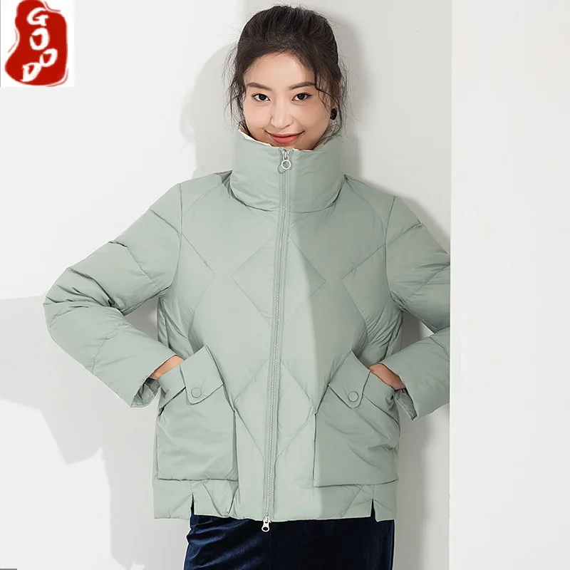 

Модная короткая Корейская Женская пуховая куртка большого размера, женские зимние парки, белые пуховые хлопковые пальто и куртки, женские п...