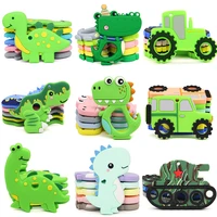 dinosaur teether teething for baby infant chewable pendants made for bpa free food grade silicone teether pendants