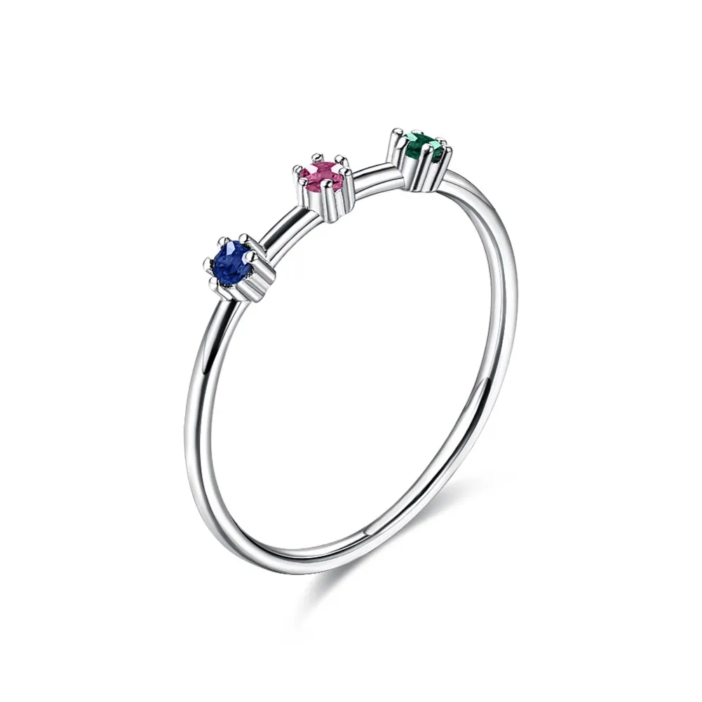 

Colorful Rainbow CZ Rings 925 Sterling Silver Women Stackable Wedding Rings Eternity Band Female Statement Jewelry Girls Gifts