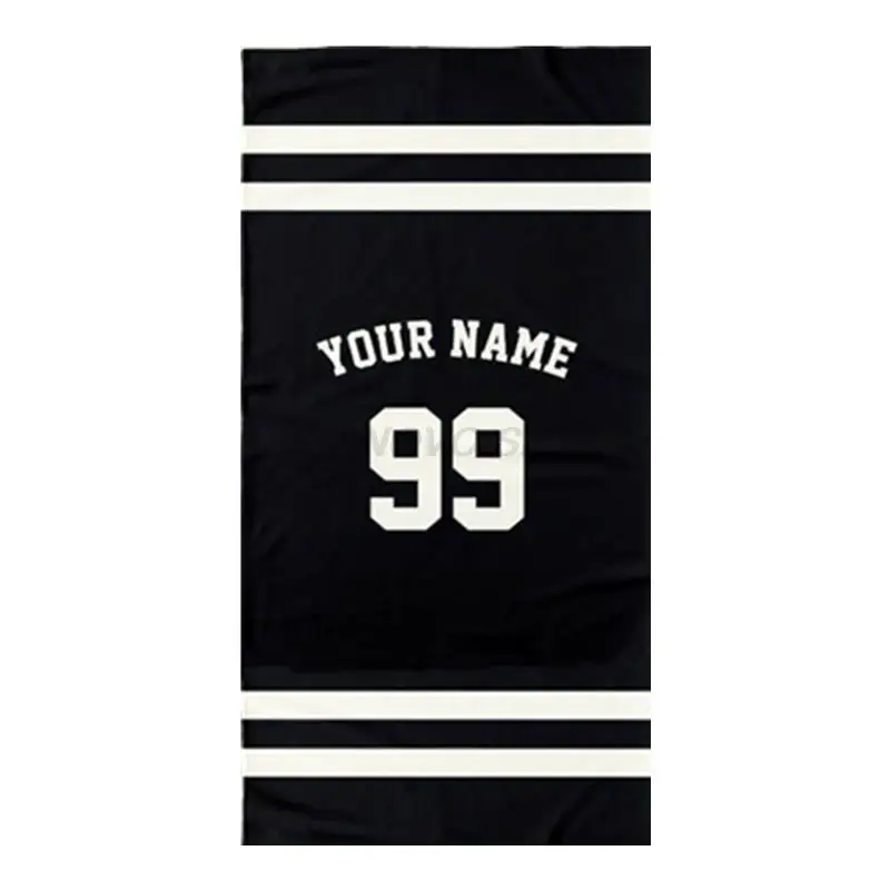 

Schwarz Weiß Personalisierte Jersery Eishockey Fußball Geschenke Custom Name Anzahl Sport Strand Handtuch für Bad Männer Micro F