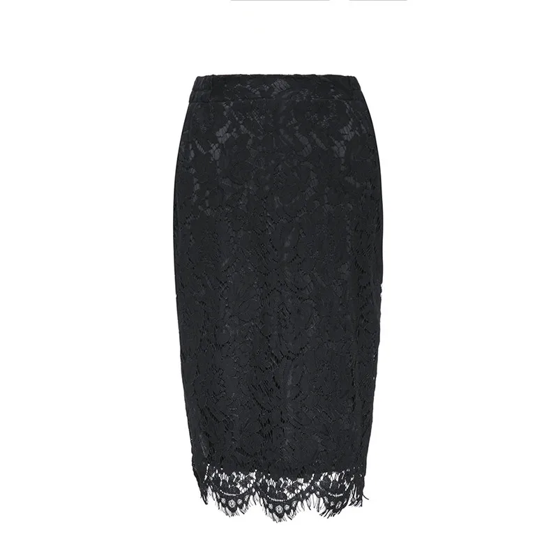 Женская кружевная юбка элегантная с рюшами длиной до колена приталенная деловая
