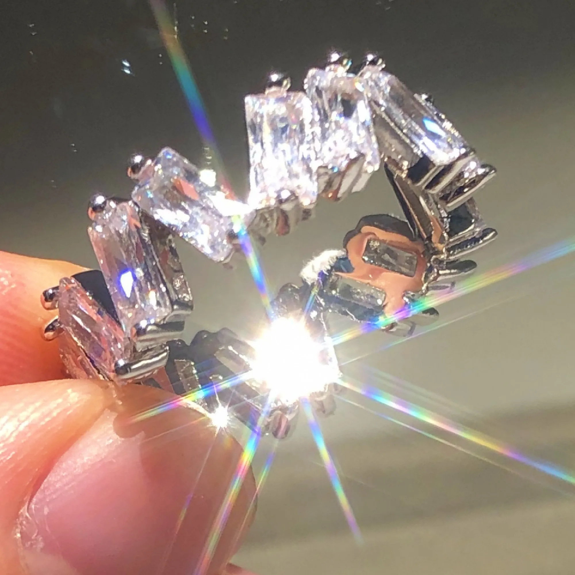 Новые 925 серебряные кольца для женщин неправильный массив изумруд имитация