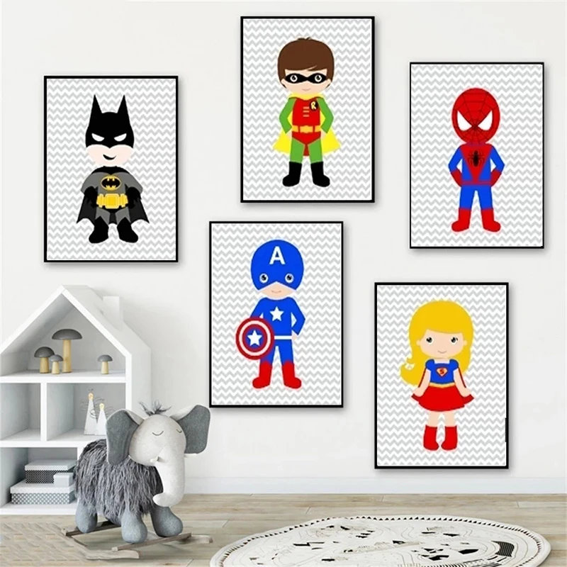 

Disney Marvel Anime Cartoon Spiderman Iron Poster Painting Canvas Print On Wall Art Picture For Kids Room Home Decor Frameless