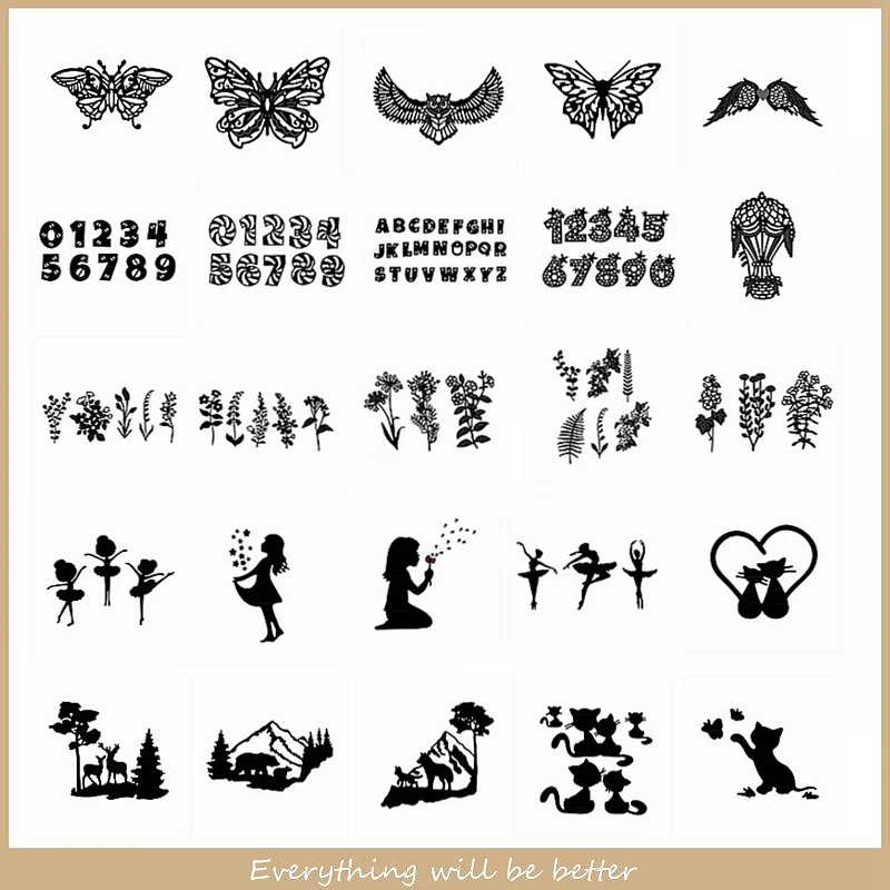 

Butterfly Cat Flower 0-9 A-Z Letter Words Dance Girls Feather Mountain Metal Cutting Dies Scrapbook Craft New Making Cards