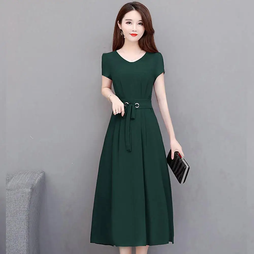 Женские платья с коротким рукавом Yfashion летние элегантные женская одежда офисное