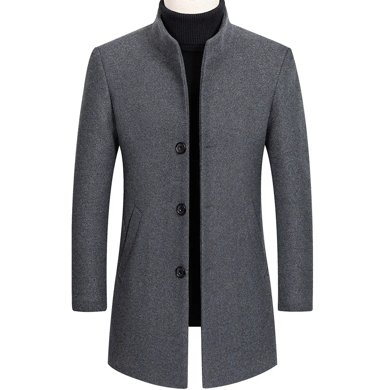 

Thoshine Brand Winter 30% Wool Men Thick Coats Slim Fit Stand Collar Male Fashion Wool Blend Outwear Jackets Smart Casual Trench
