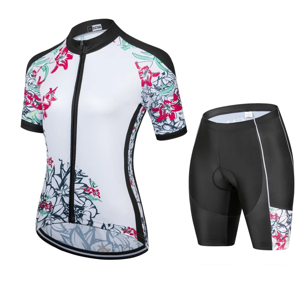 

Kafitt Women's Flowers Go Pro Short Sleeve Cycling Jersey Sets 2021Bike Clothing MTB Ropa Ciclism Bicycle Wear Quick Drying Tops