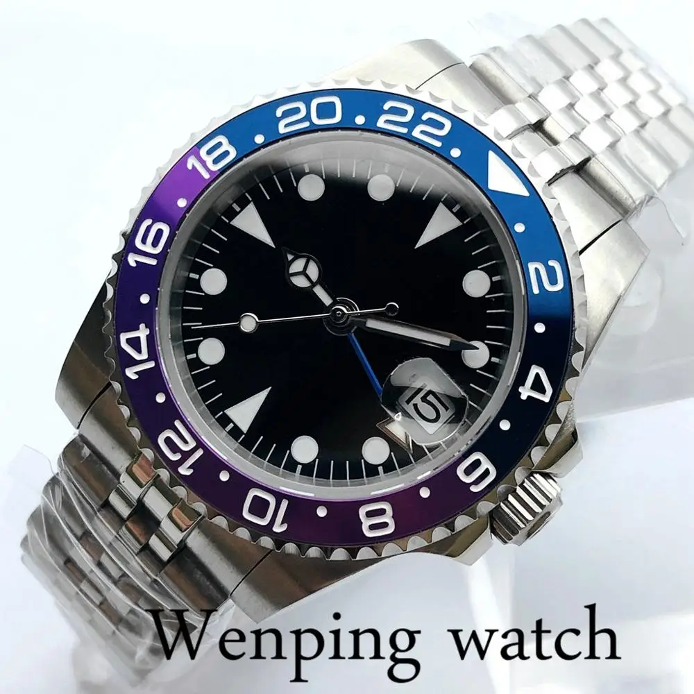 Bliger 40 мм мужские новые стерильные GMT механические часы с сапфировым стеклом