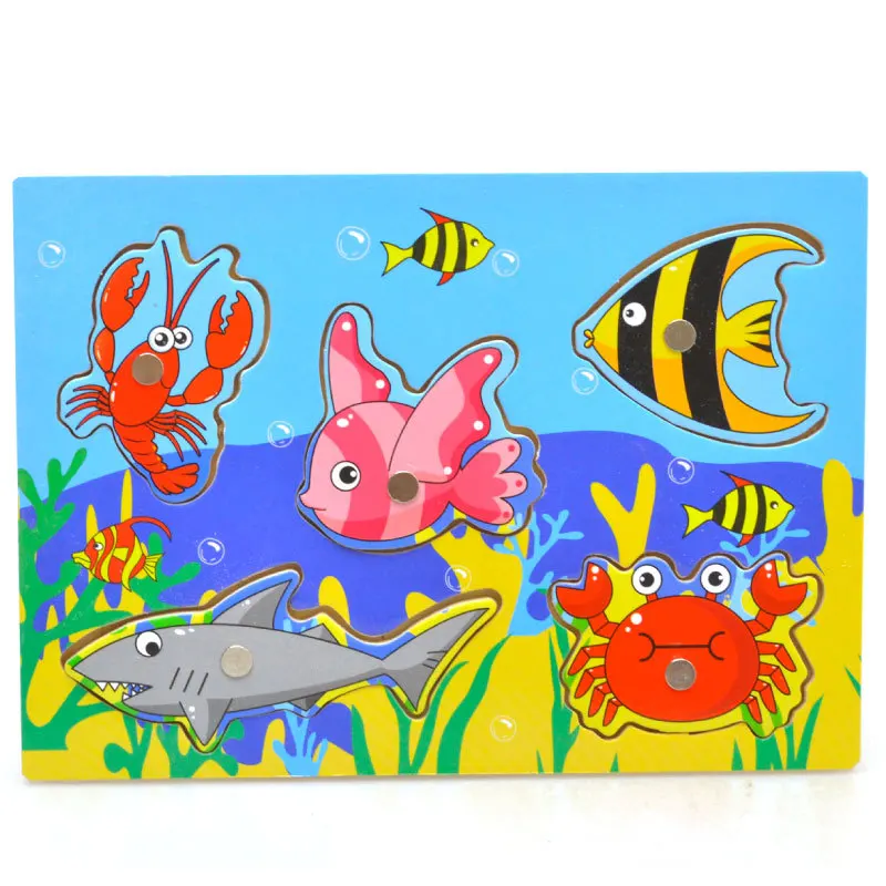 

New Cute Wooden Magnetic Fishing Game & Jigsaw Puzzle Board Children Toy