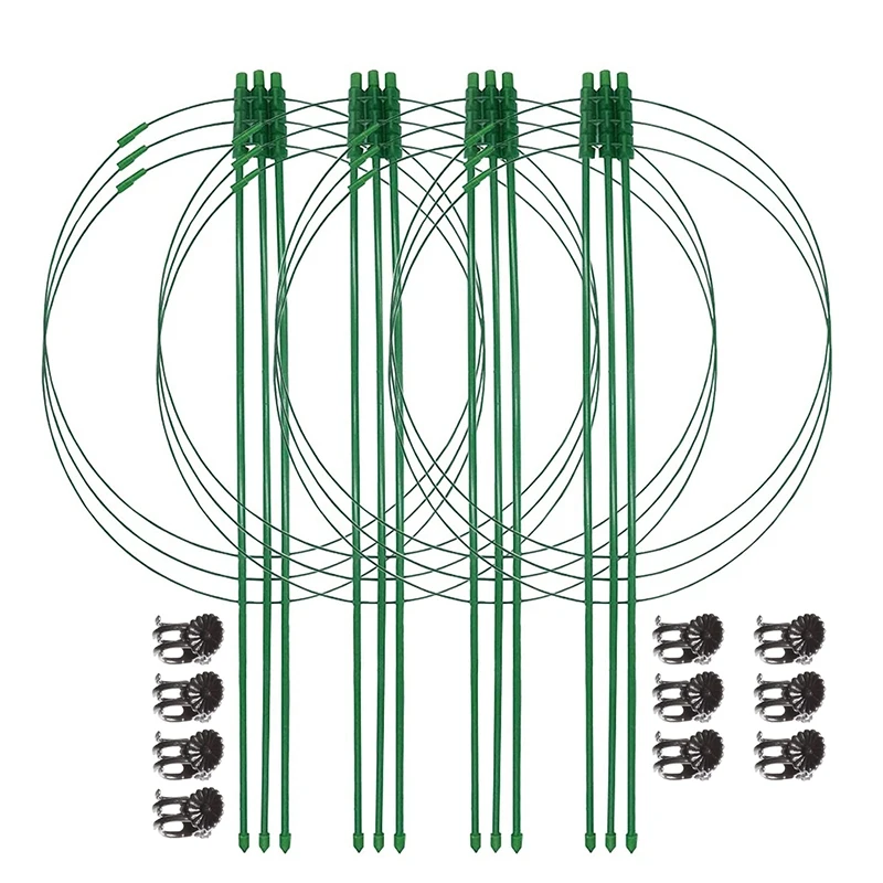 

4 Packs 18 inch Plant Support Cages with 3 Adjustable Support Rings,10 Pcs Plant Clips,for Garden Balcony for Orchids