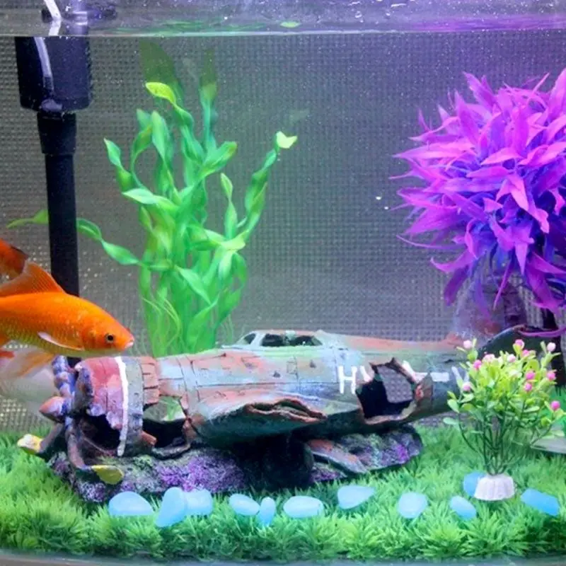 Аквариум военный самолет украшение для аквариума из смолы обломки шкура пещера