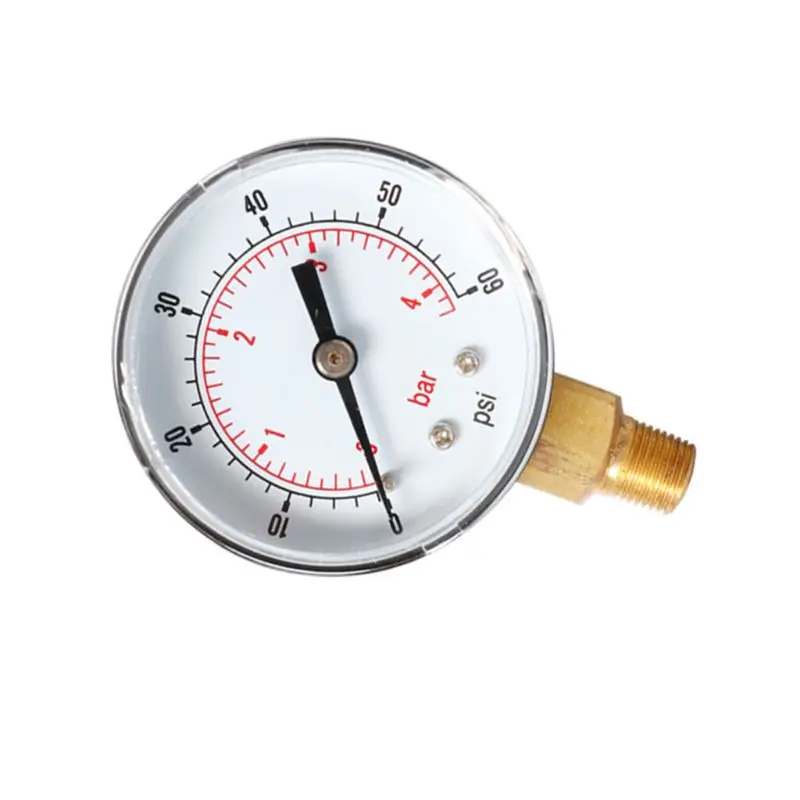 Манометр 52 мм Циферблат 1/" BSPT вертикальный 0/15, 30,60, 100160300 PSI и бар нижний крепление