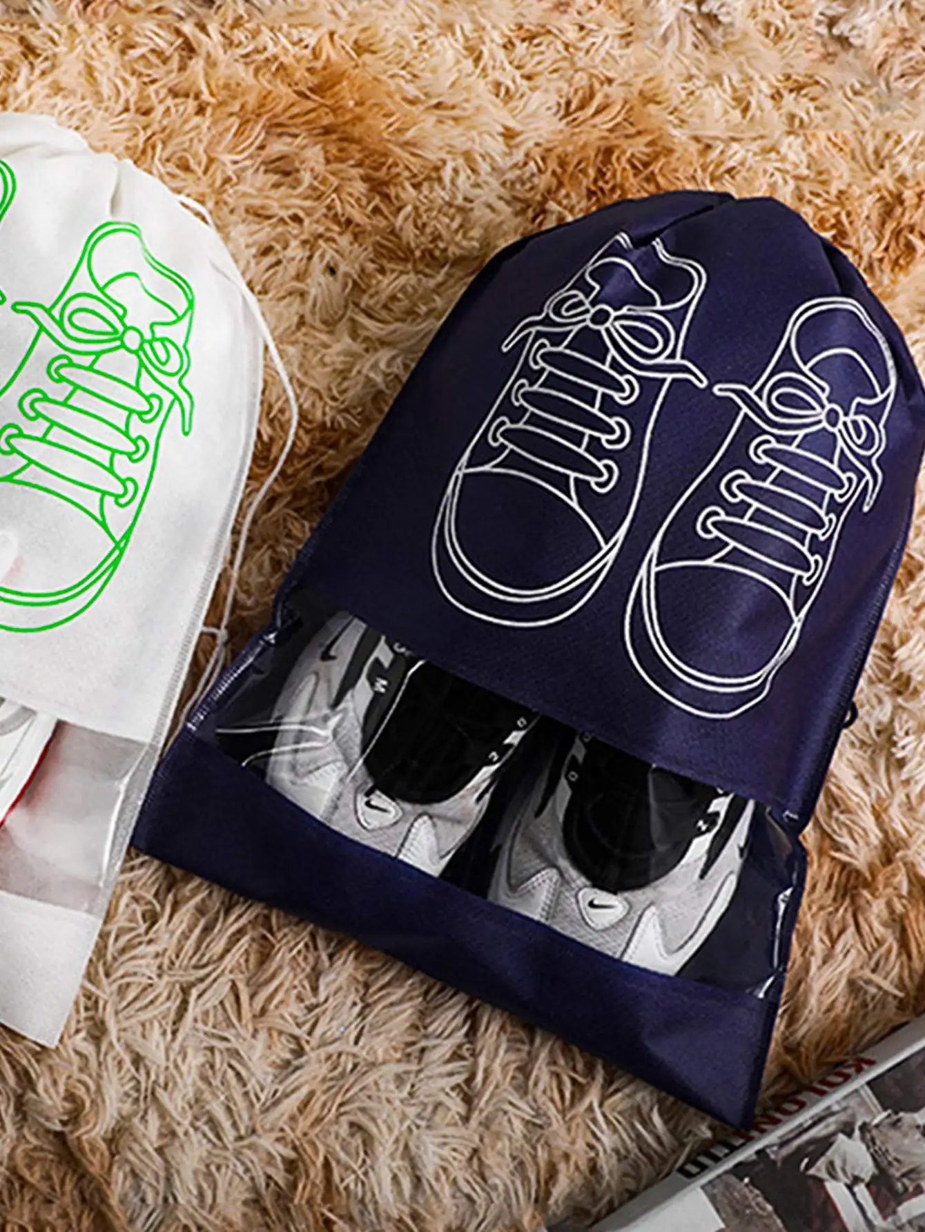 

1pc Random Color Drawstring Shoe Storage Bag one-size Multicolor 1 piece Non-woven Fabric 100% Non-woven FabricTravel Packing Cu