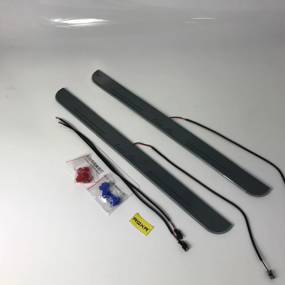 

Infrared sensor control led door sill plate strip welcome light threshold guard protectors for seat leon sc
