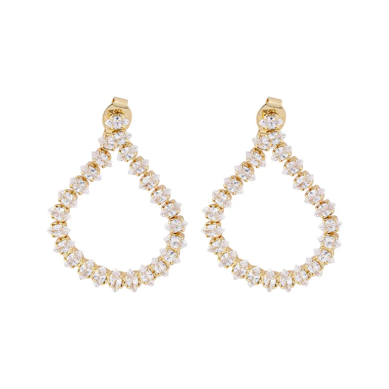 

Big Crystal Women Long Drop Earrings Bridal Party Jewelry Gold Kpop Earings Teardrop Champagne Rhinestone Wedding Earrings