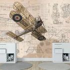 Пользовательские настенные обои любого размера 3D ручная роспись мультфильм ретро самолет настенная живопись для детской комнаты фон для мальчиков обои