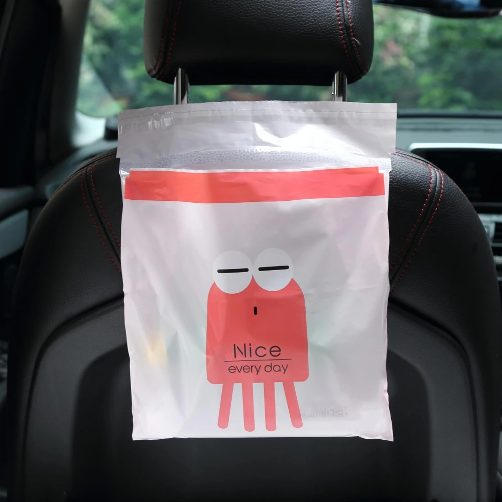 

15Pcs Self-Adhesive Car Trash Bags Leakproof Rubbish Holder Cartoon Disposable Garbage Bag Portable Auto Seat Back Hanging Bag